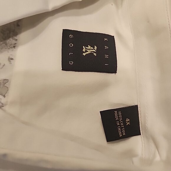 NWT Kani Gold Men's White Graphic Cross Button Front Shirt 4X Short Sleeve - Picture 4 of 8